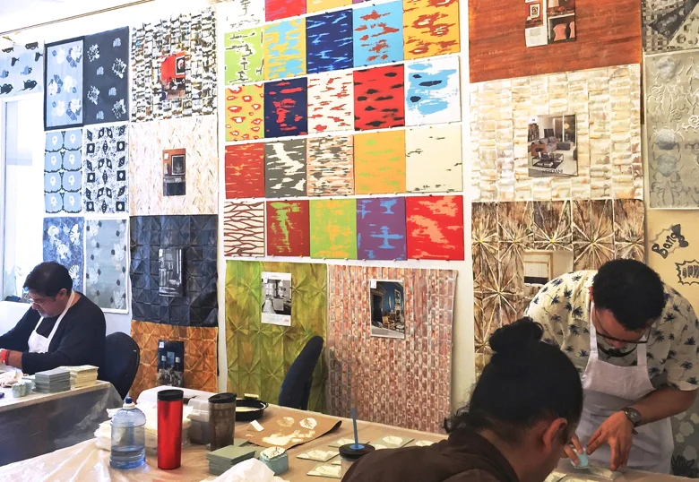 The studio at The Alpha Workshops. How about that mood board!
