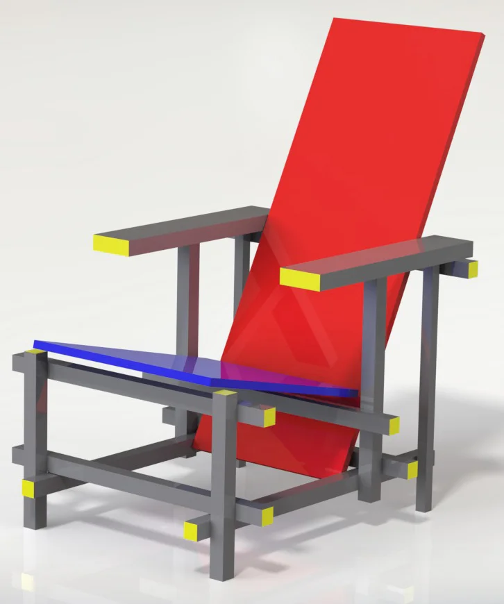 red and blue chair