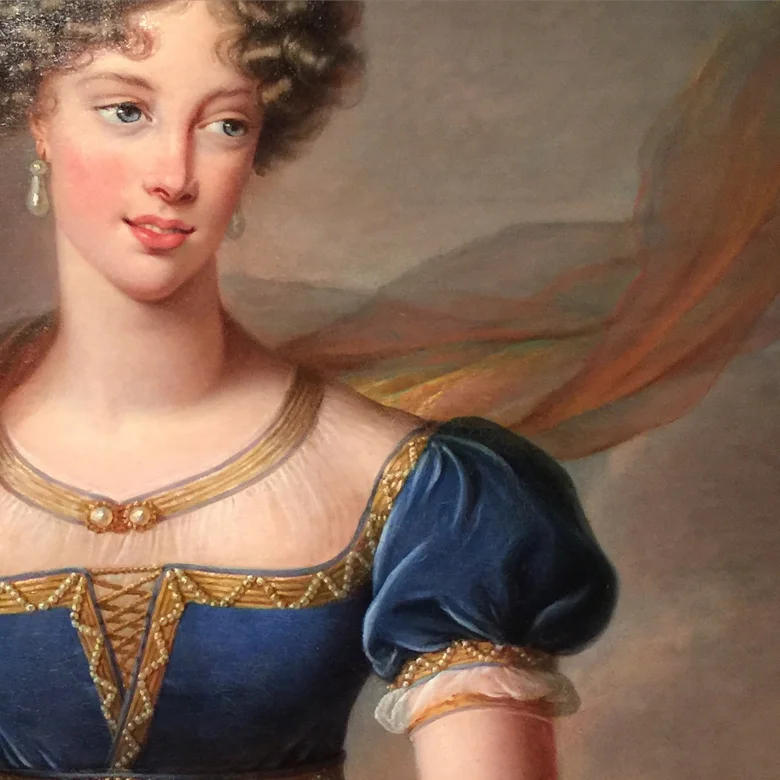 Detail from "The Duchesse de Berry in a Blue Velvet Dress" by Vigee Le Brun, 1824
