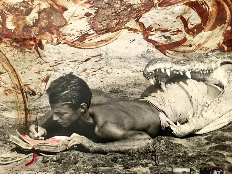 detail of peter beard and crocodile