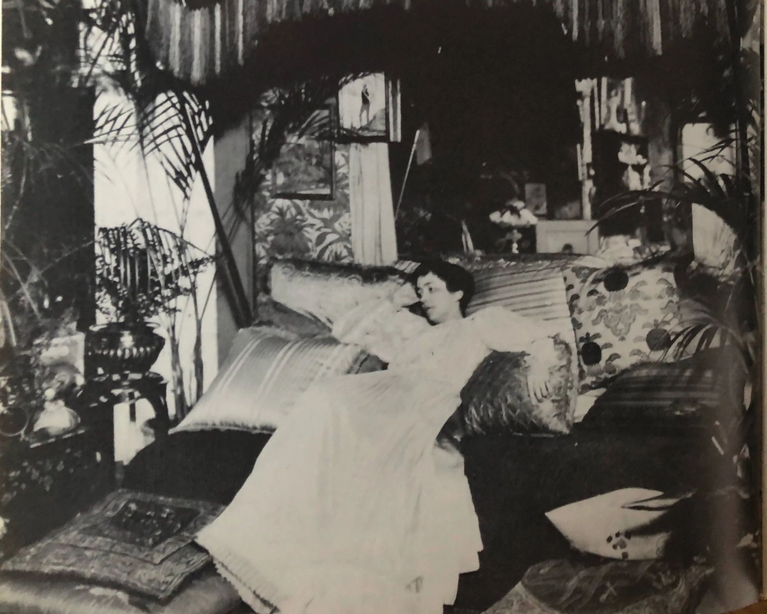 Elsie de Wolfe in her Turkish Corner, 1886, from her biography by Jane S. Smith