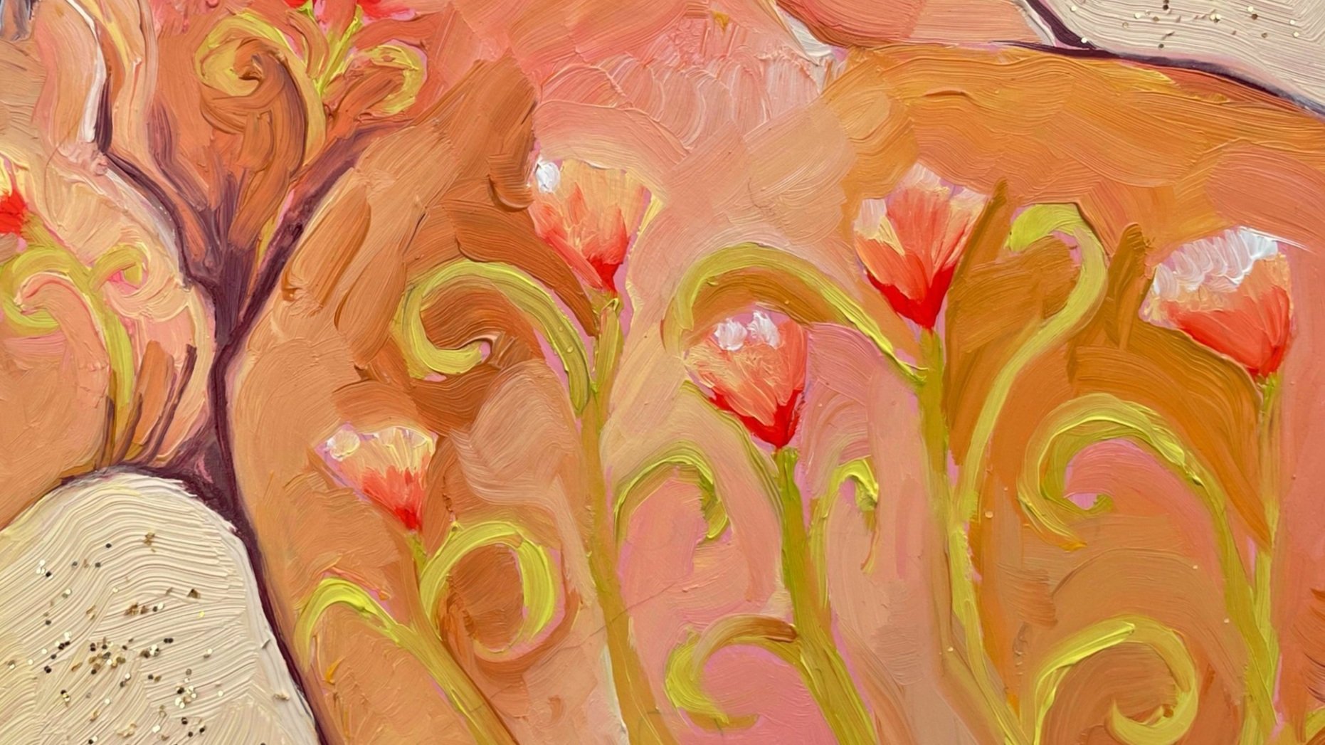 a colorful painting of a mountain lion with flowers in its body