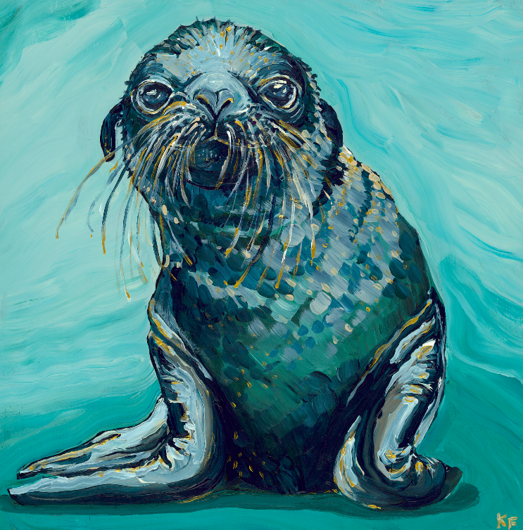 A painting of a cute seal pup