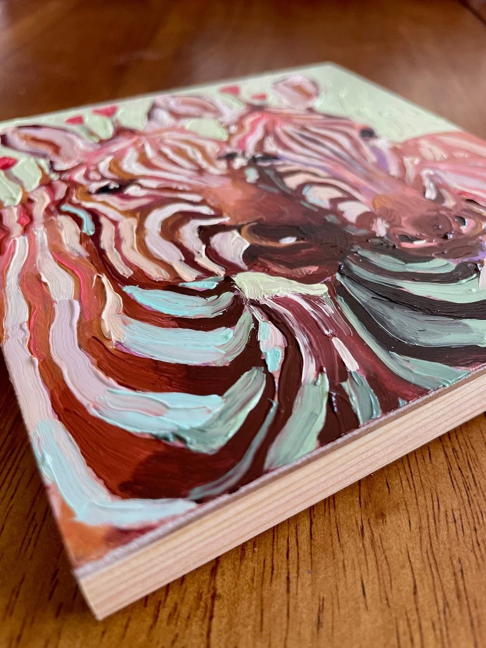 a low side angle on the zebra painting