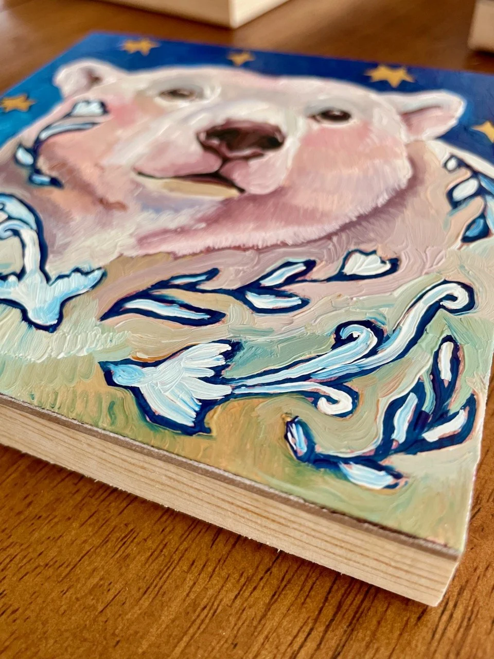 a low side angle of the polar bear painting