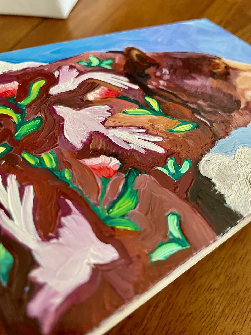 a low side angle on the bear painting