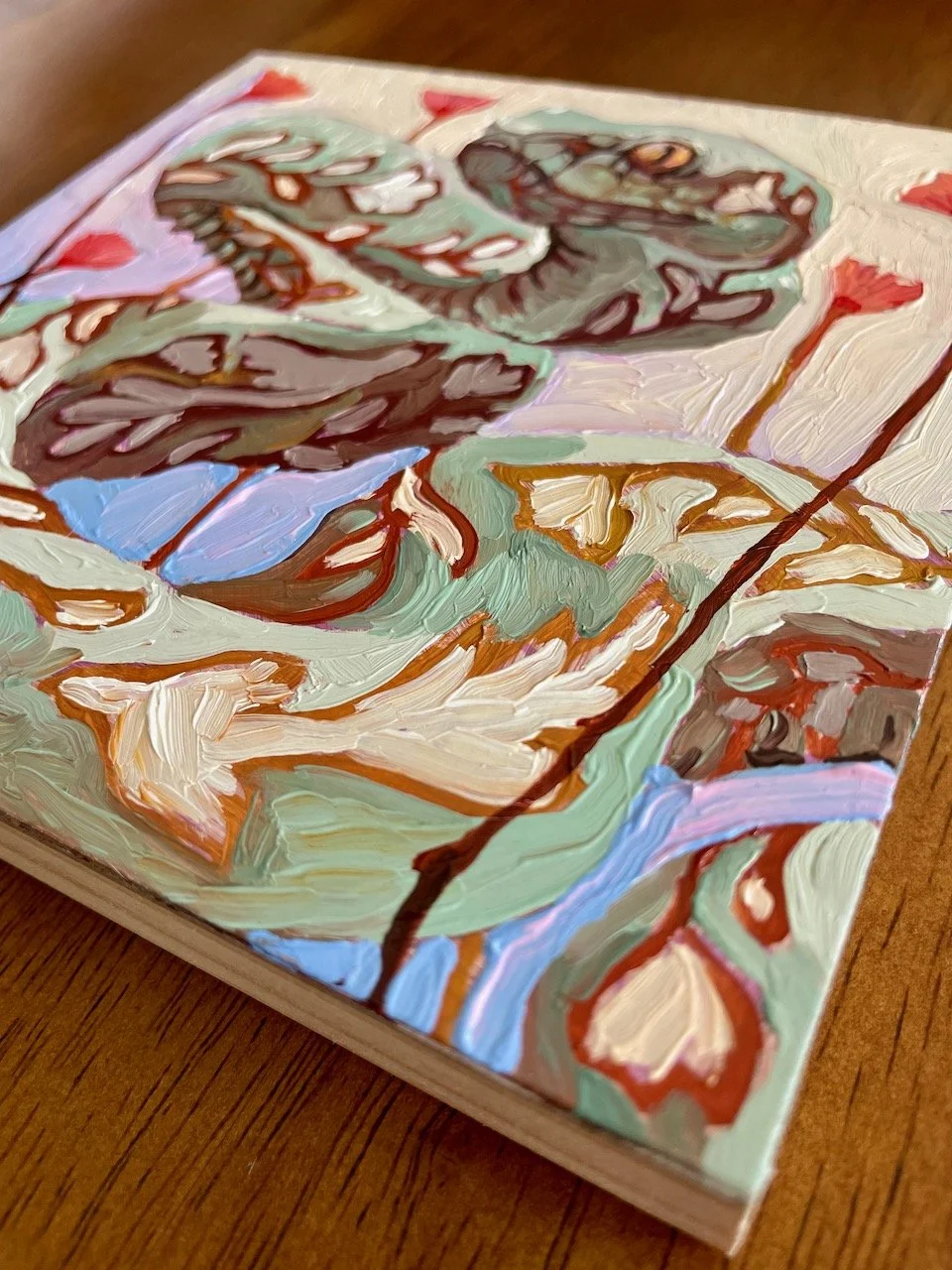 a low side angle of the snake painting