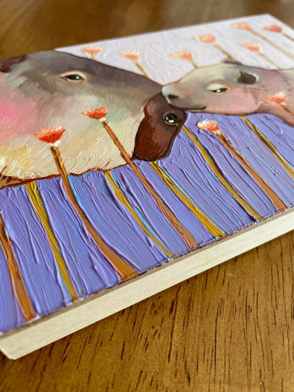 a low side angle on the capybara painting