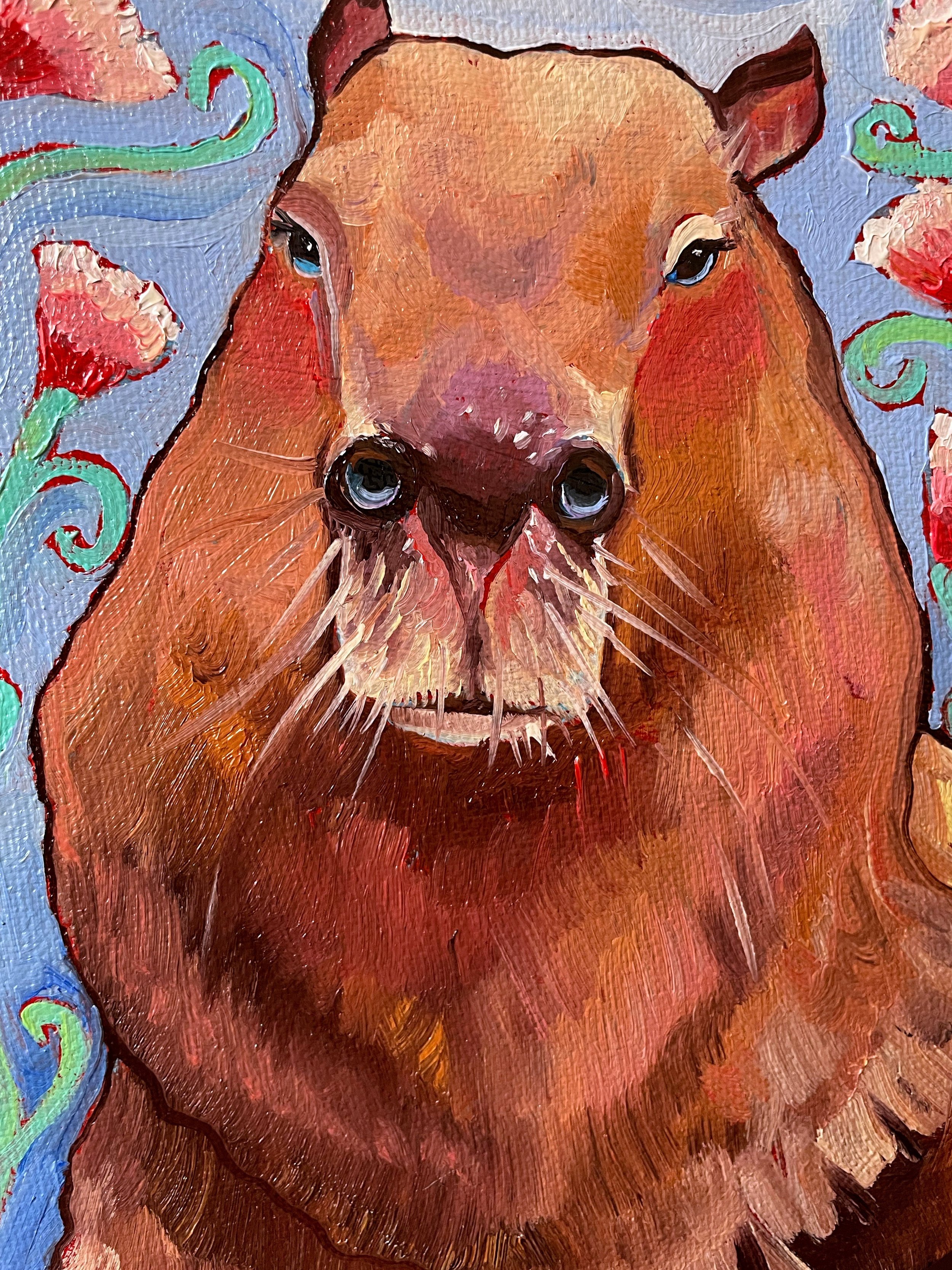 a close up on the capybara