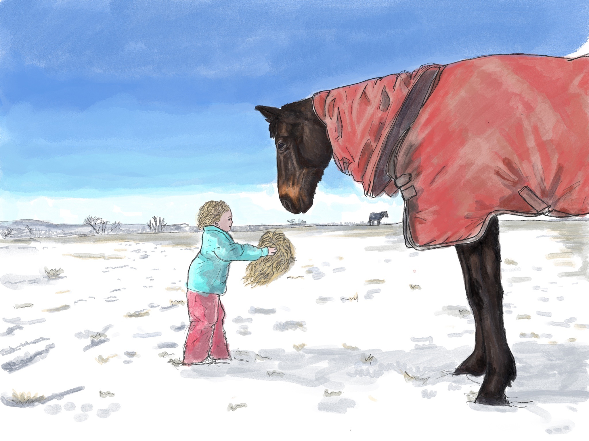 Portrait of Maya and her mum's horse Charlie