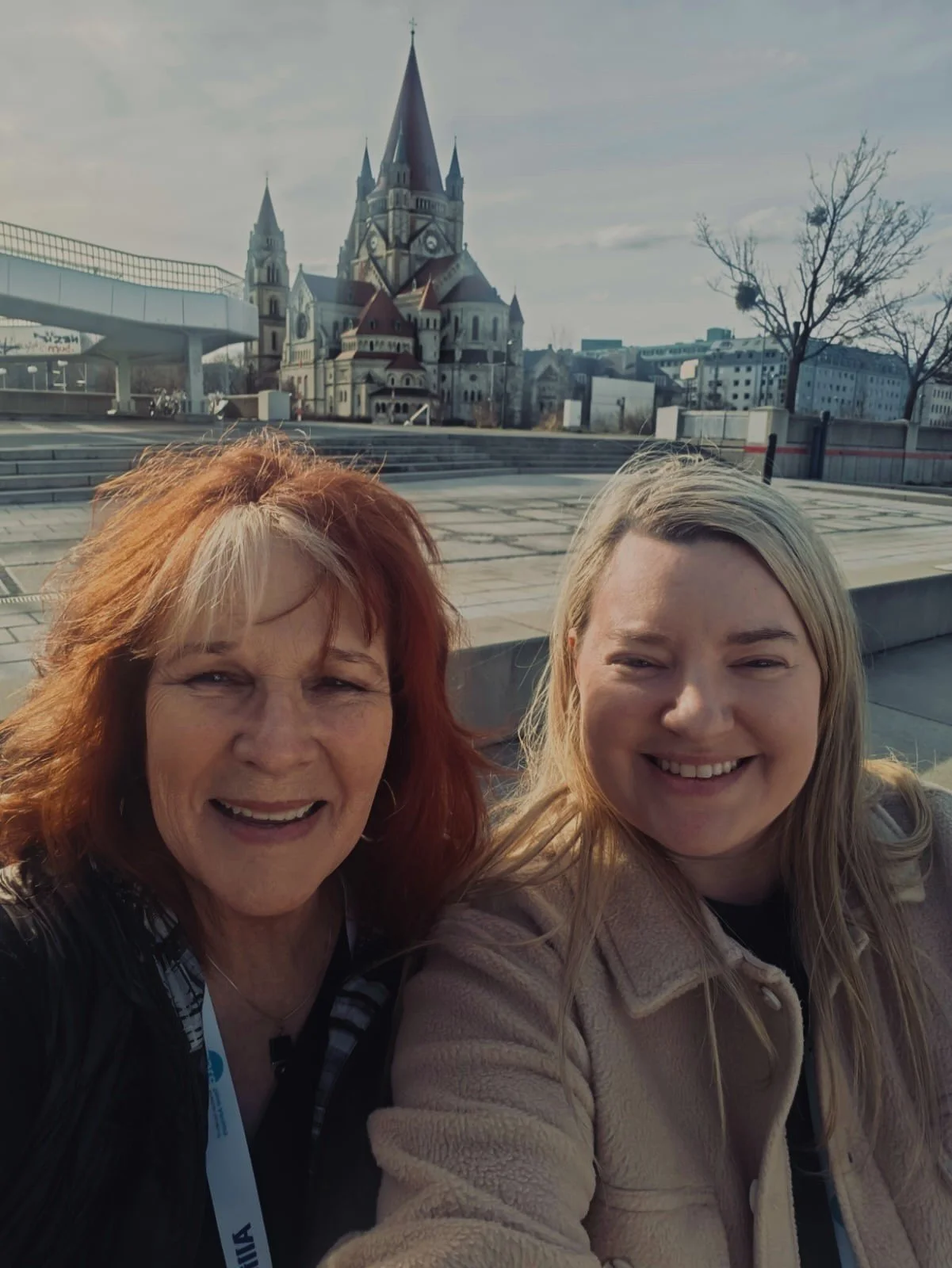 Phyllis with a fellow travel advisor in Vienna, Austria