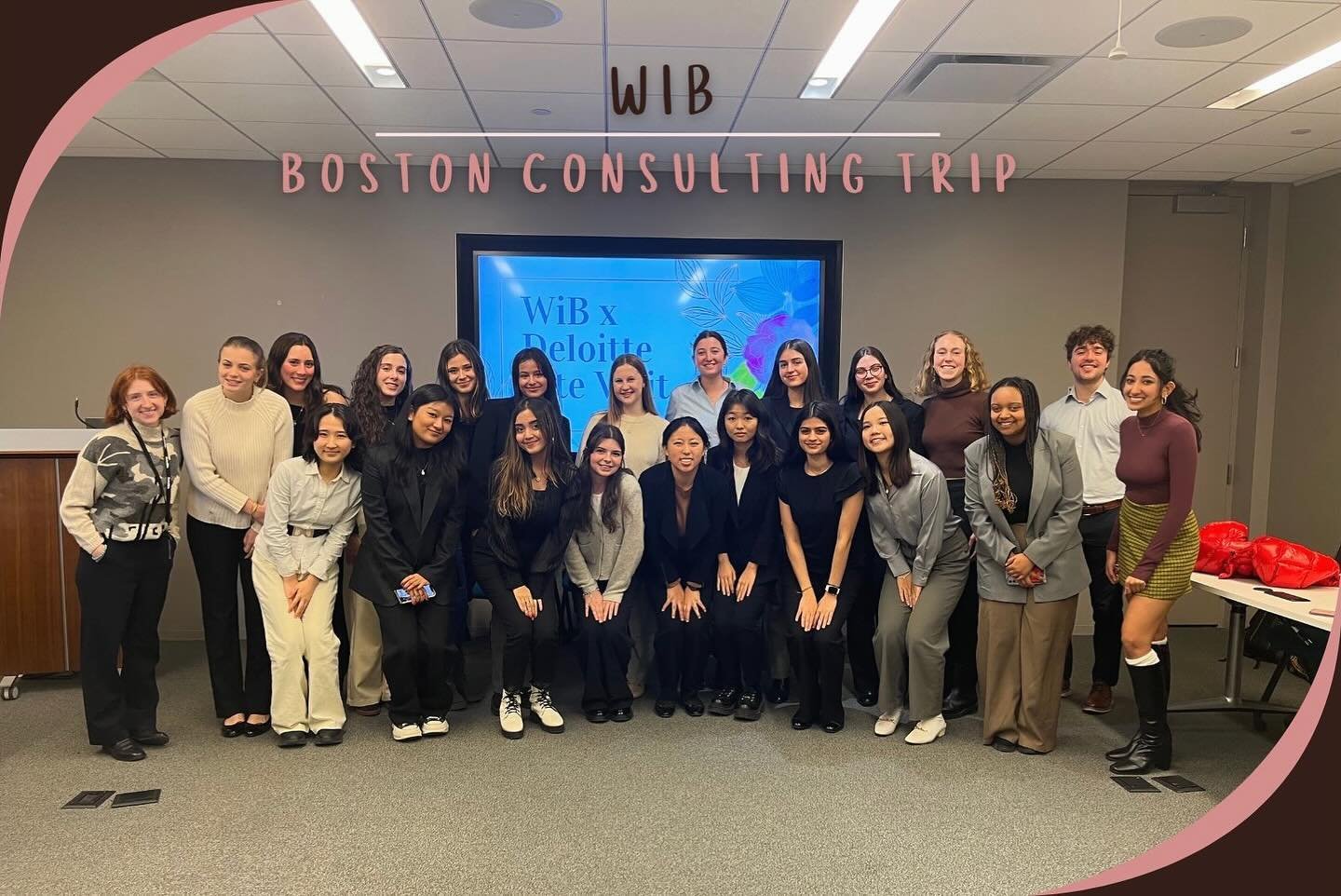 A highlight from our Boston Consulting Trip earlier this semester where we visited the offices of McKinsey and Company, Bain and Company, and Deloitte. For more off-campus exploration and networking opportunities, keep a lookout on our newsletter and