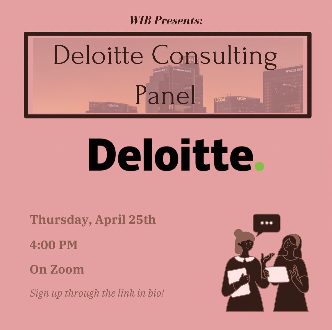 Join us for an informative session to learn about a Deloitte Consulting. Our event will feature a brief information session where you can discover more about Deloitte&rsquo;s consulting practices, followed by an engaging Q&amp;A session. Deloitte con