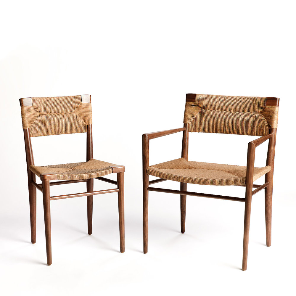 woven rushbacked dining chairs  dca 450  dca 650 — smilow design