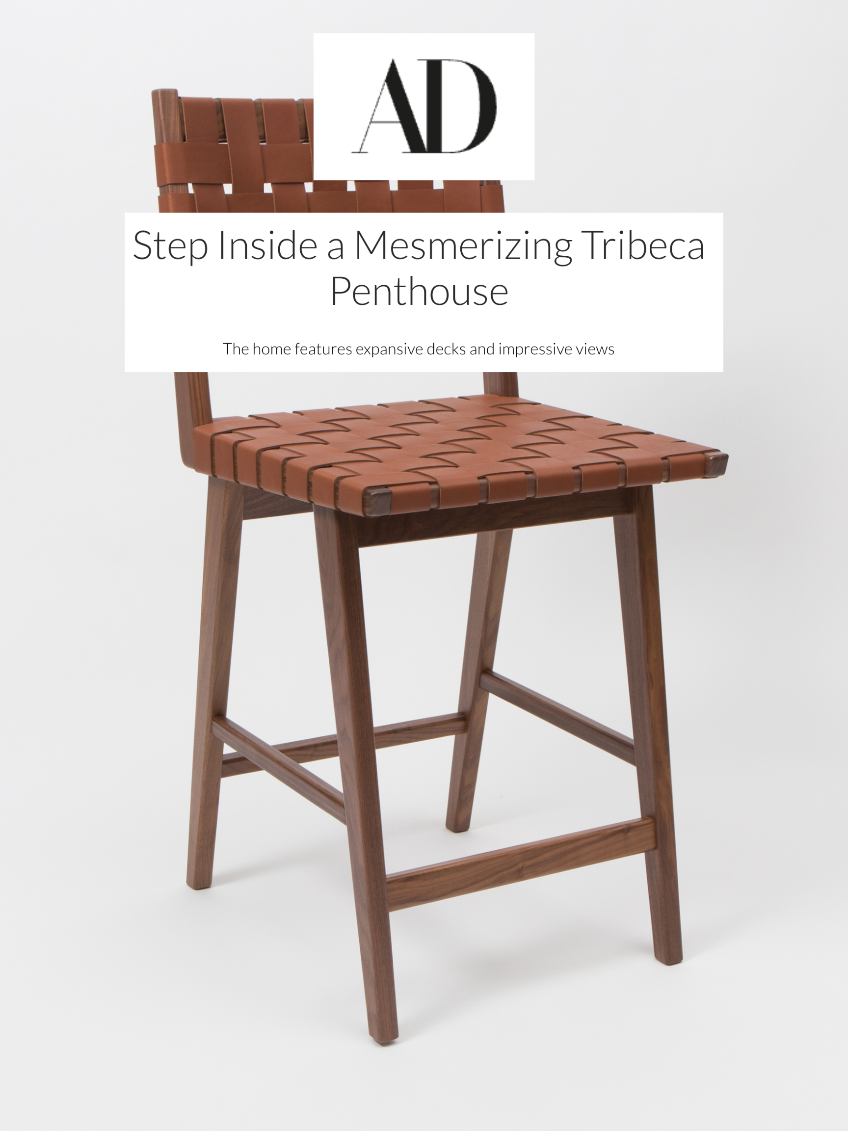 Woven Leather Counter Stools featured in Architectural Digest