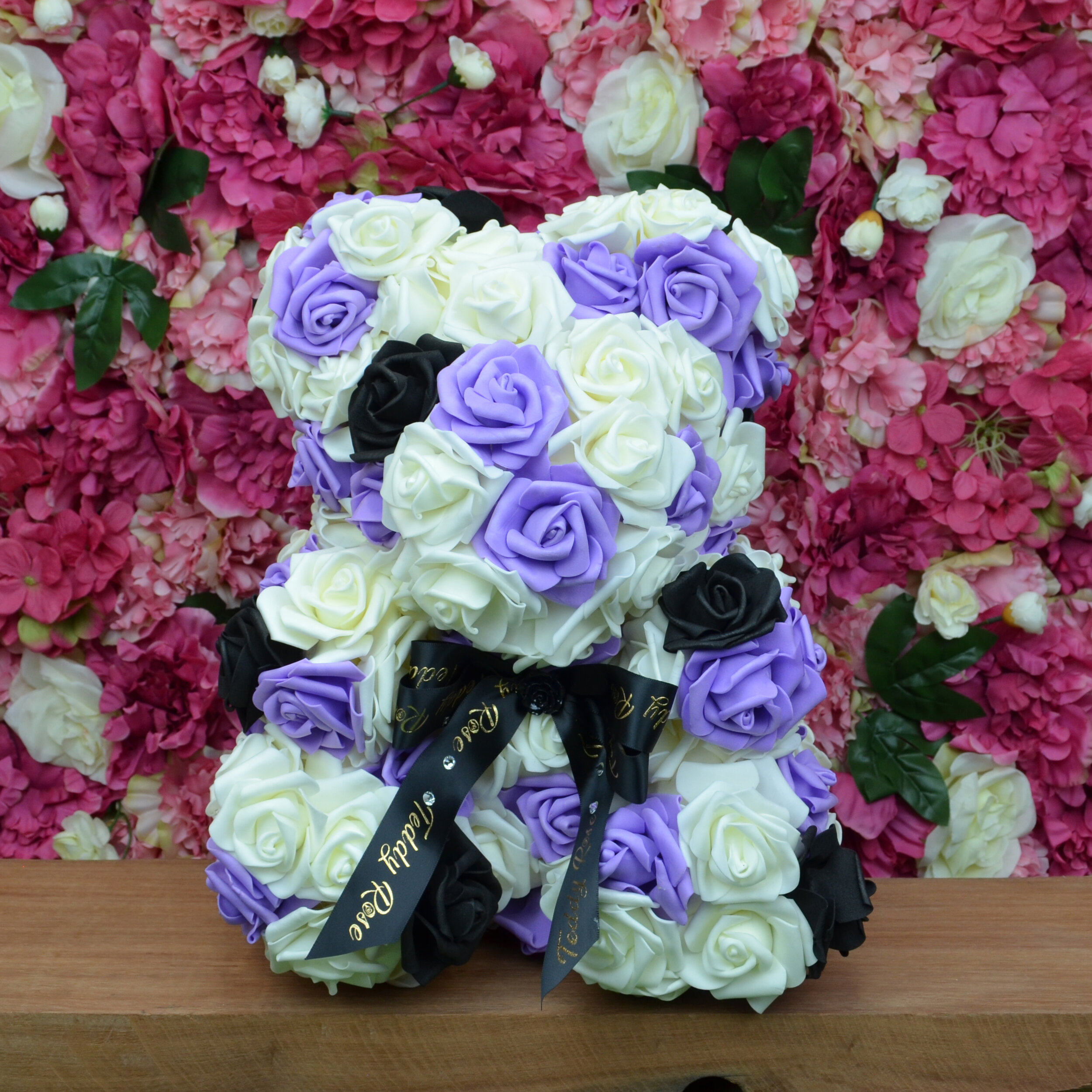 Large Rose Teddy - Purple Trio