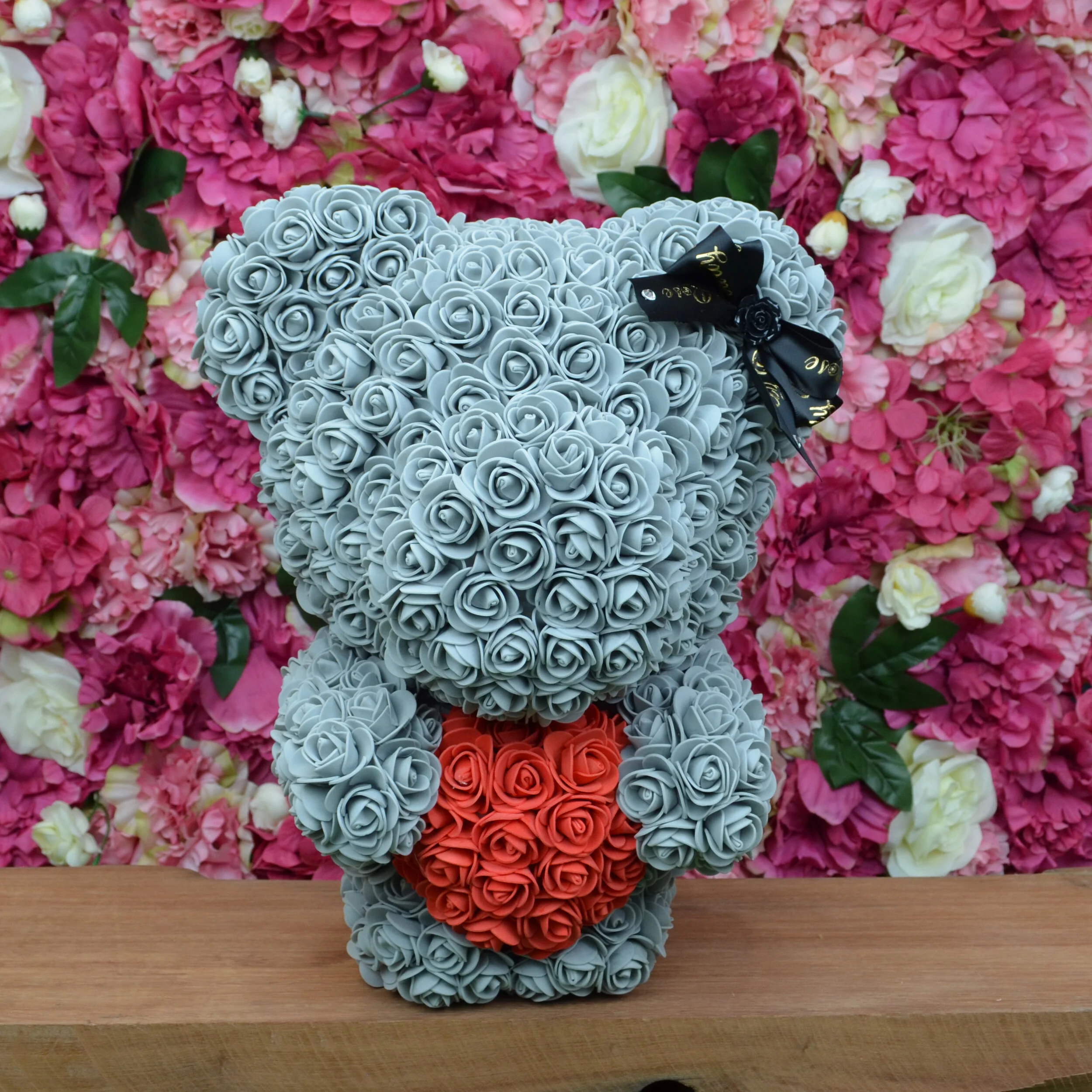 Standing Teddy Rose - Grey