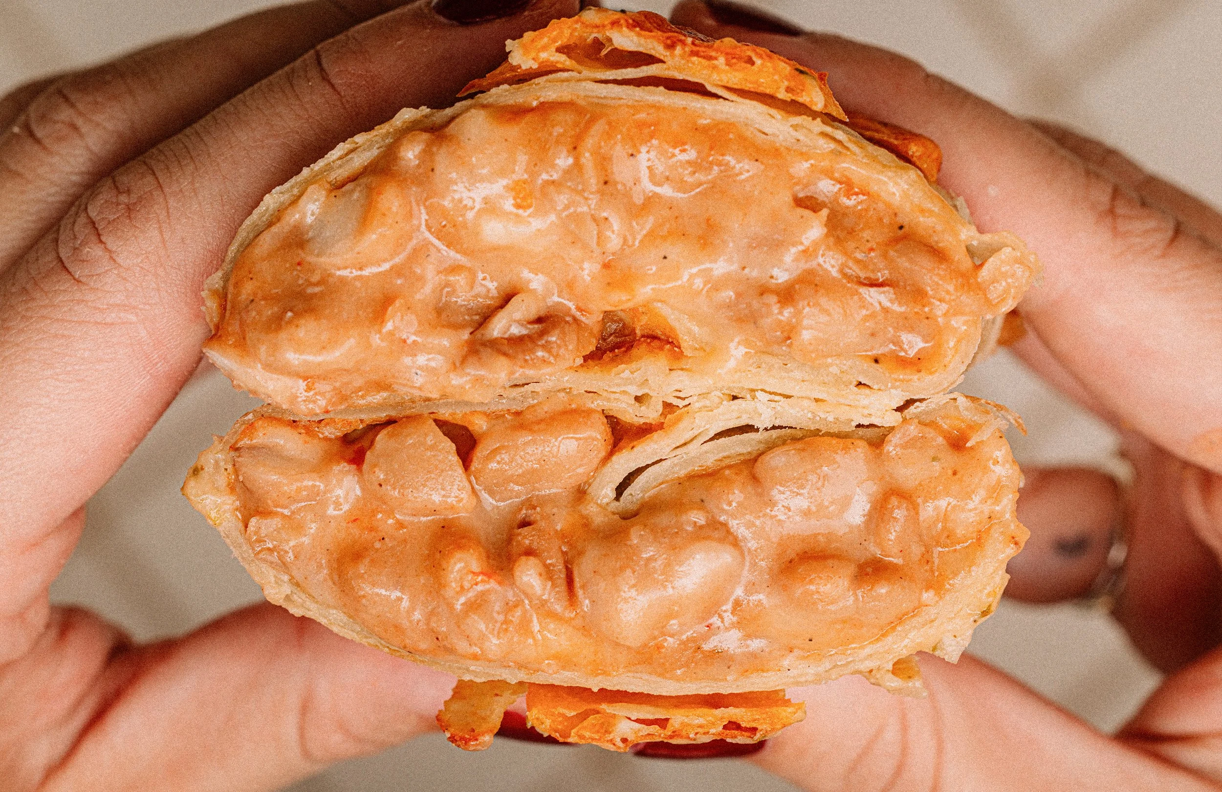 Inside look at Bad Hambres frozen burrito with beans and fillings