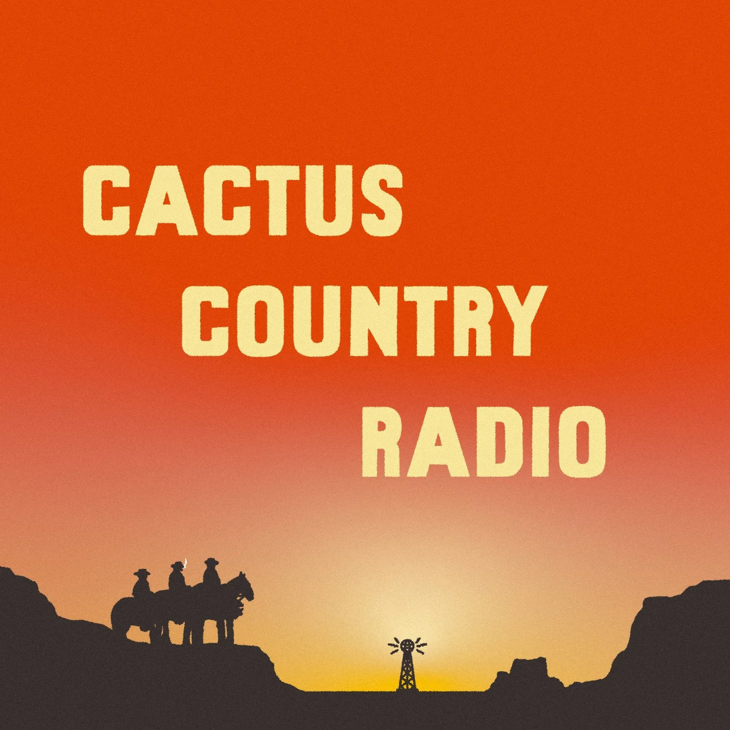 Cosmic desertwave playlist cover featuring a radiating warm sunset and desert landscape for the official CC Radio spectral soundscapes