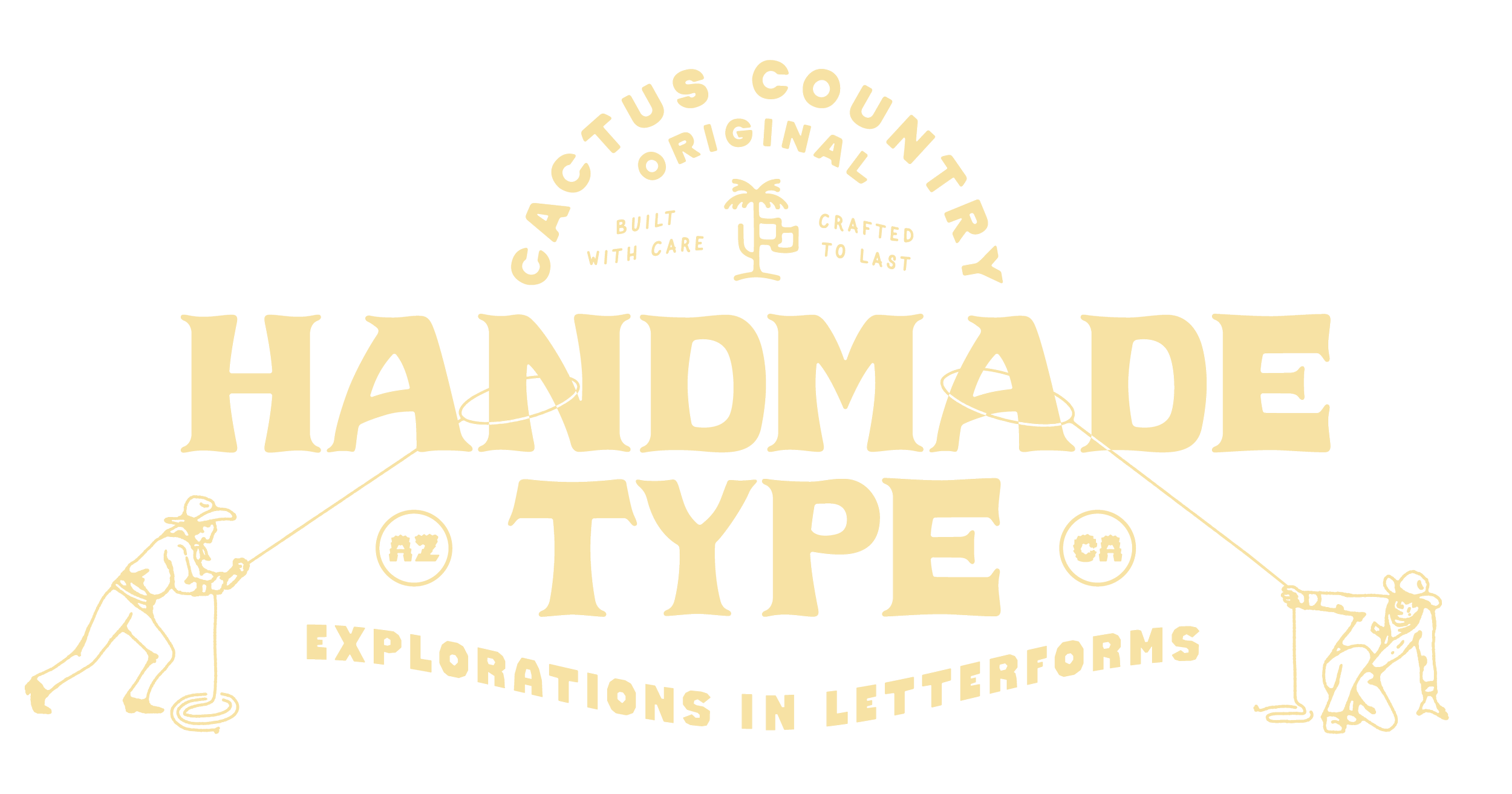 Custom typographic hero featuring hand-drawn fonts with weathered, dusty textures