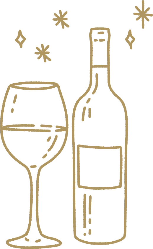 Vintage wine glass and bottle illustration for Mirmaonte bar branding