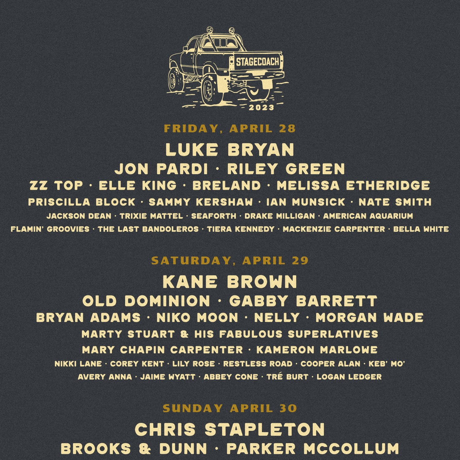  Stagecoach Festival lineup tee back graphic by Cactus Country. 