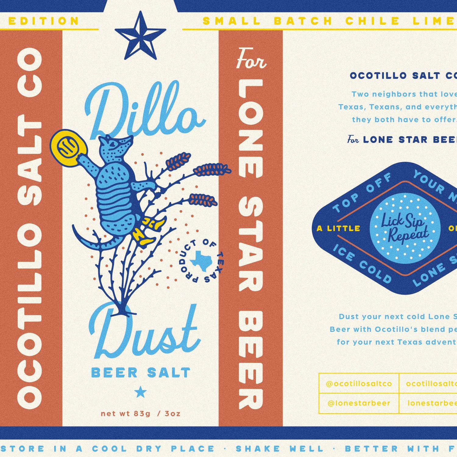  Ocotillo Salt Co x Lone Star Beer packaging design by Cactus Country. 