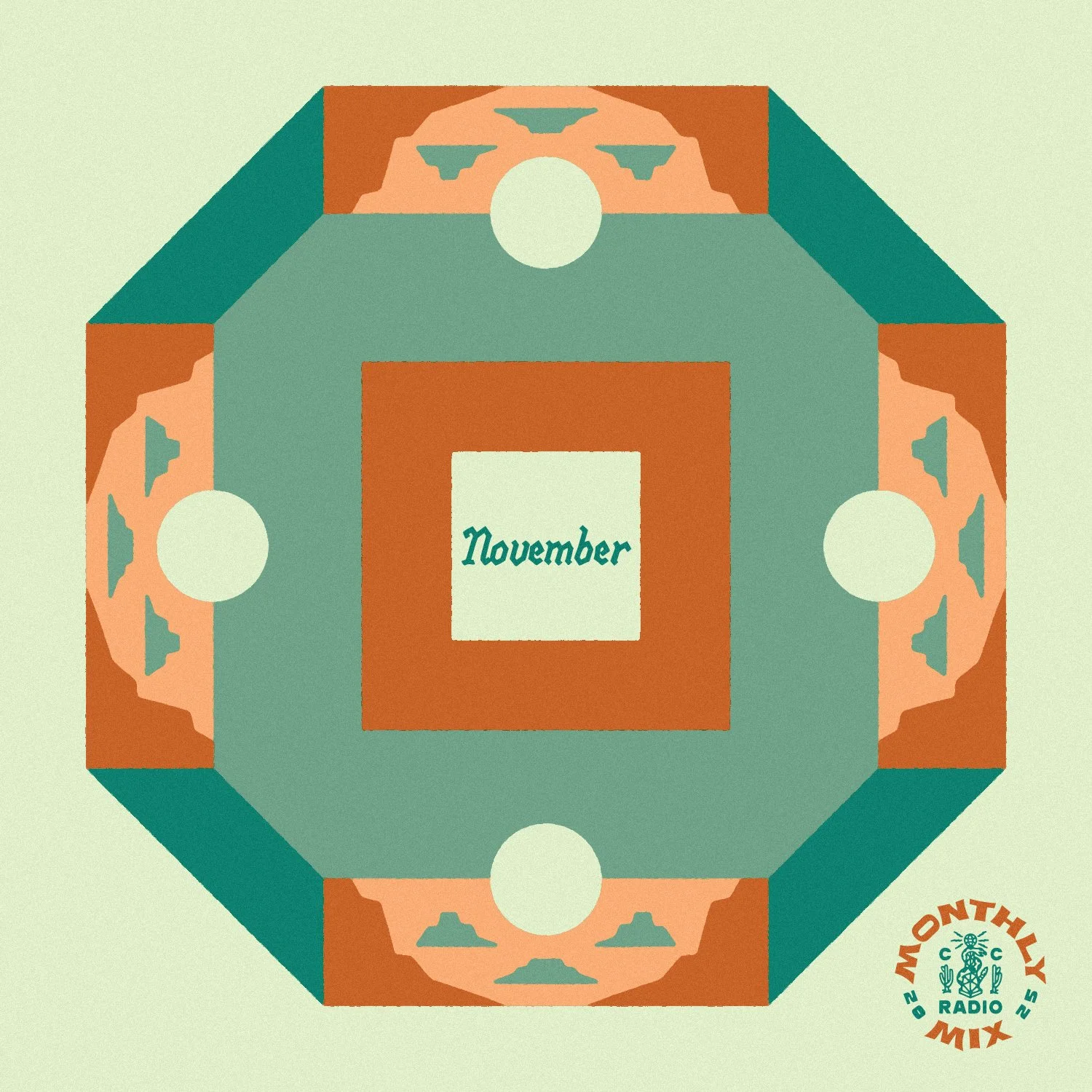 Cosmic desertwave playlist cover featuring a pink, red, and turquoise cloudy desert landscape for November 2025 spectral soundscapes