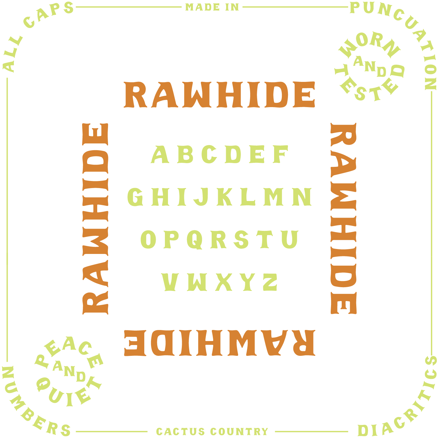 Rawhide western display font desert alphabet full.