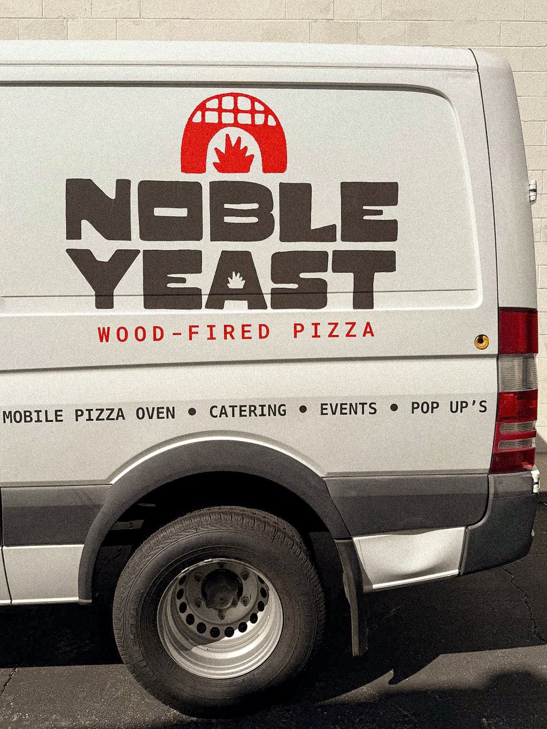 Noble Yeast primary logo design signage on mobile van