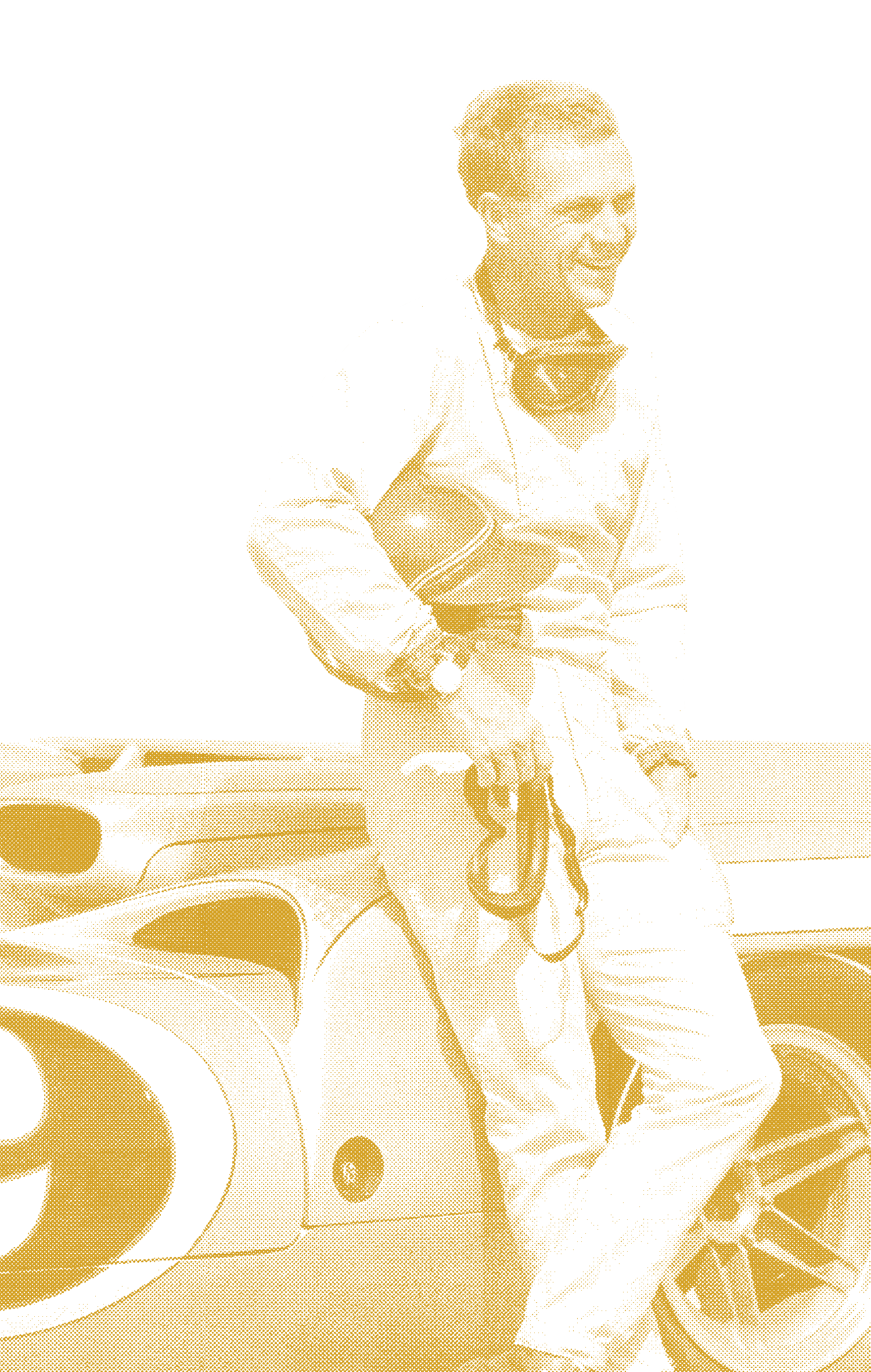 Branded halftone texture treatment of Steve McQueen archival imagery inspiring coffee brand aesthetic and art direction