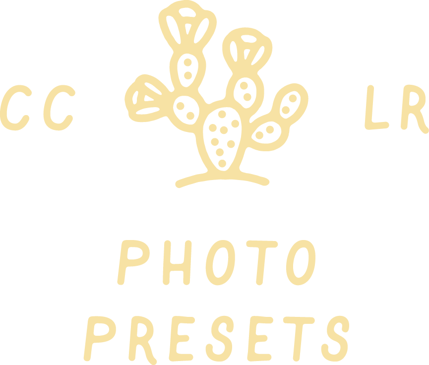 CC Lightroom Presets graphic, including typography and prickly pear cactus.