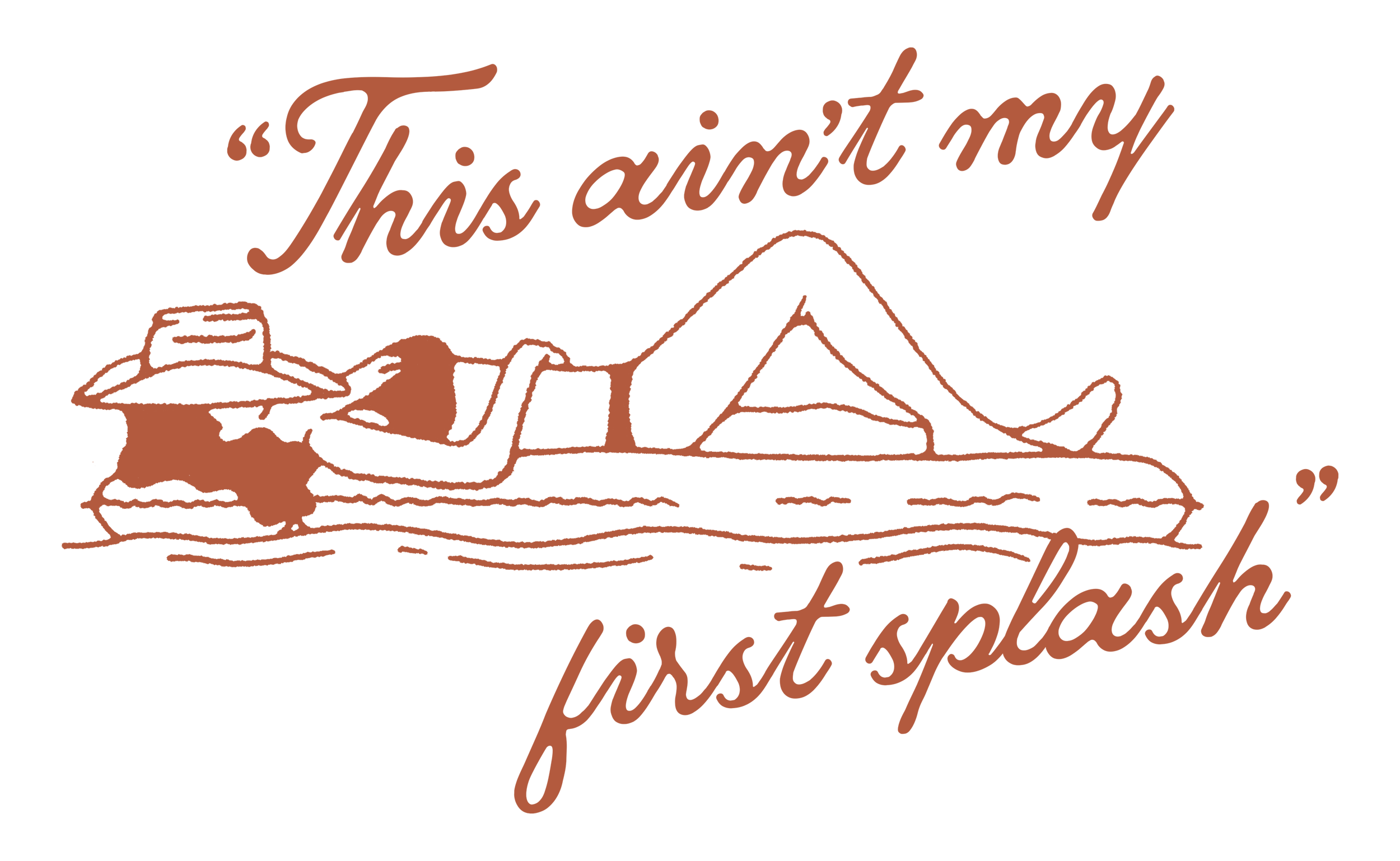 This ain't my first splash cowgirl floating in pool apparel graphic for Splash House merch collection.