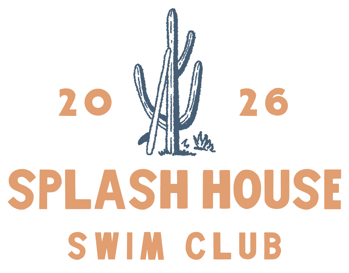 Cactus saguaro surf board illustration for splash house swim surf club merch collection.