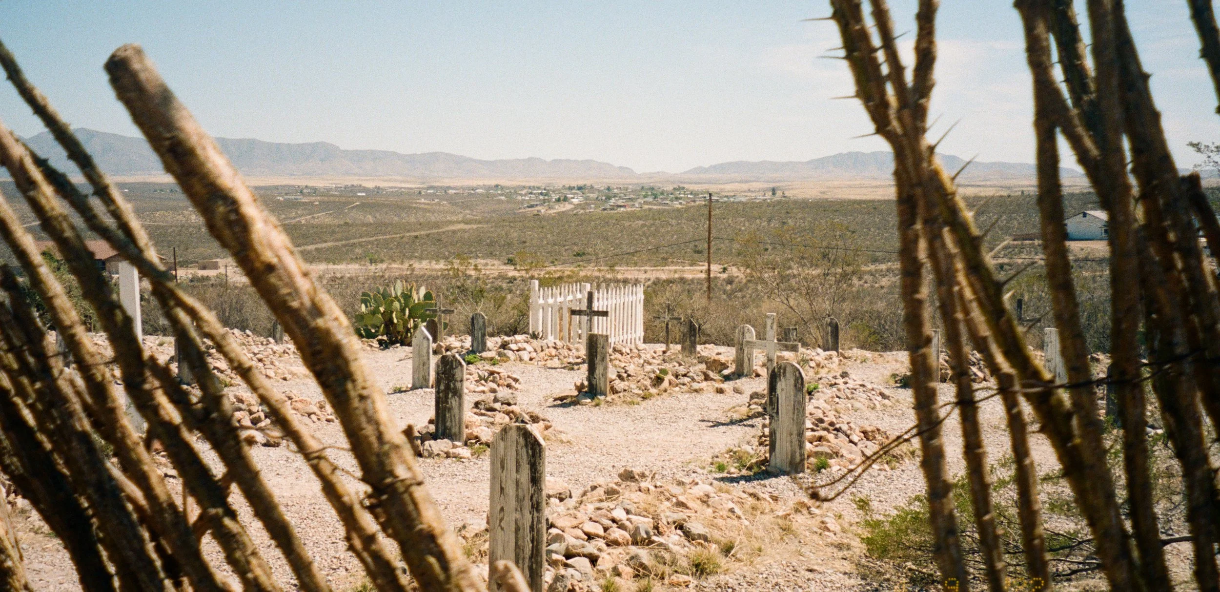 Image of desert in Tucson, Arizona of Boothill, an old pioneer and southwestern cemetery.