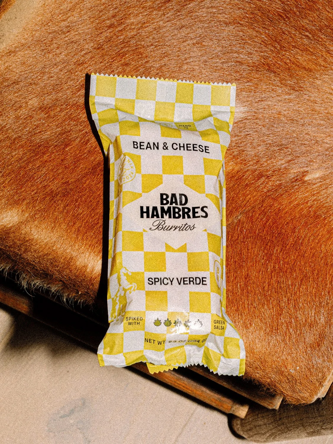 Verde burrito custom wrapper design for Bad Hambres frozen burrito brand