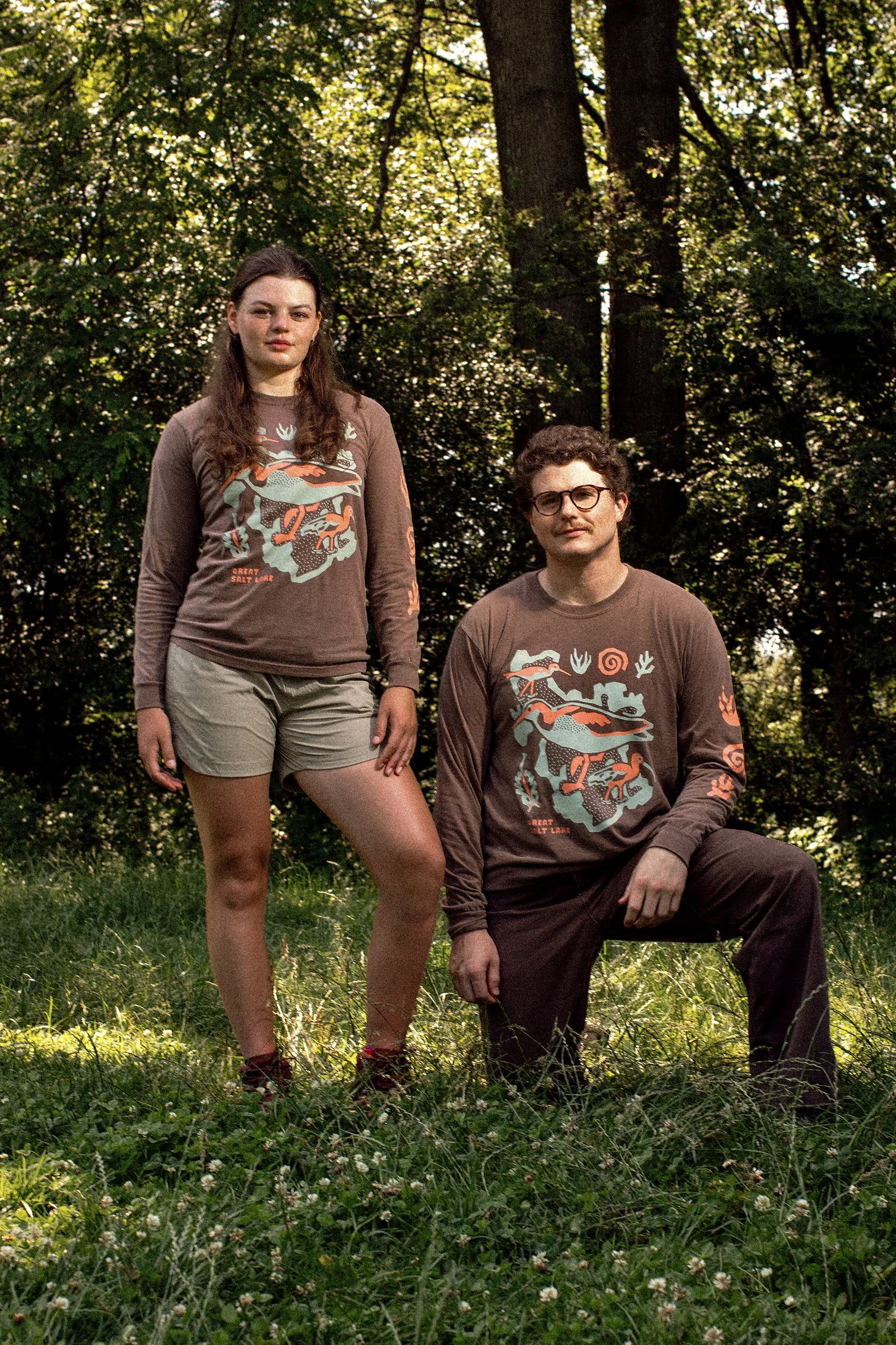 Great Salt Lake bird illustration on short sleeve shirt for Bird Collective apparel