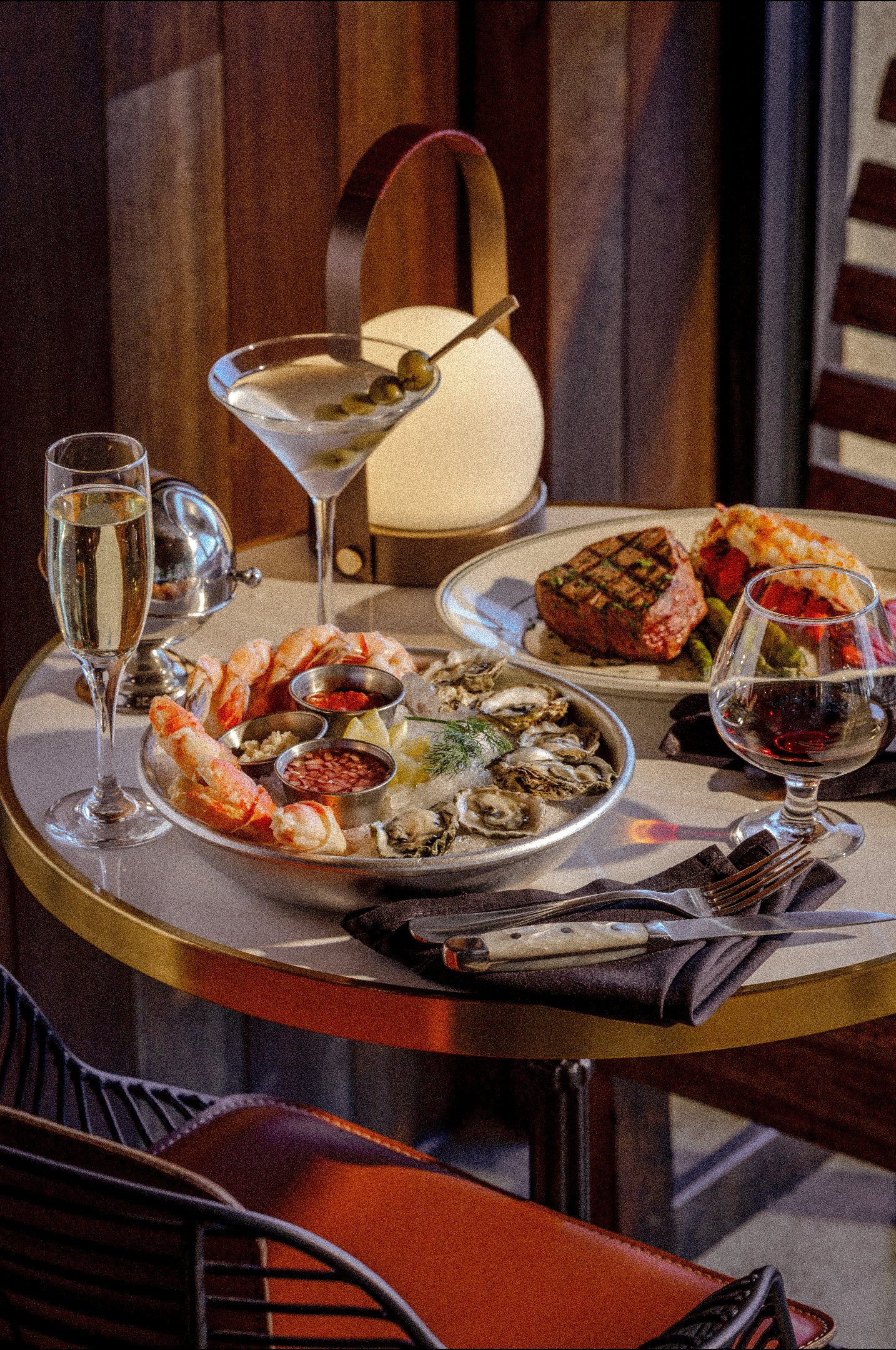 Delmonico steak dish and oysters at Miramonte restaurant in Tucson