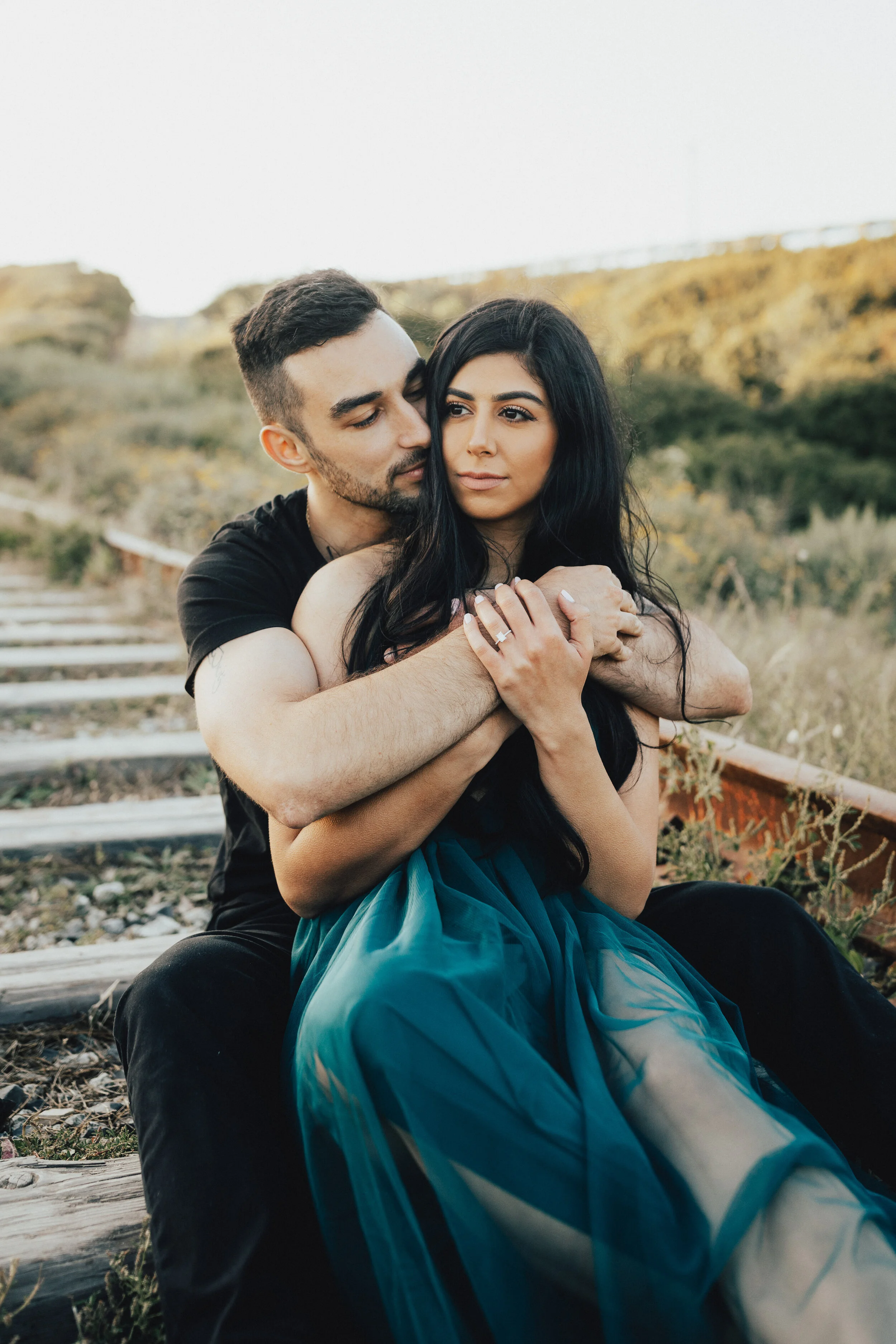  Engagement photo session during sunset at Shark Fin Cove in Santa Cruz 