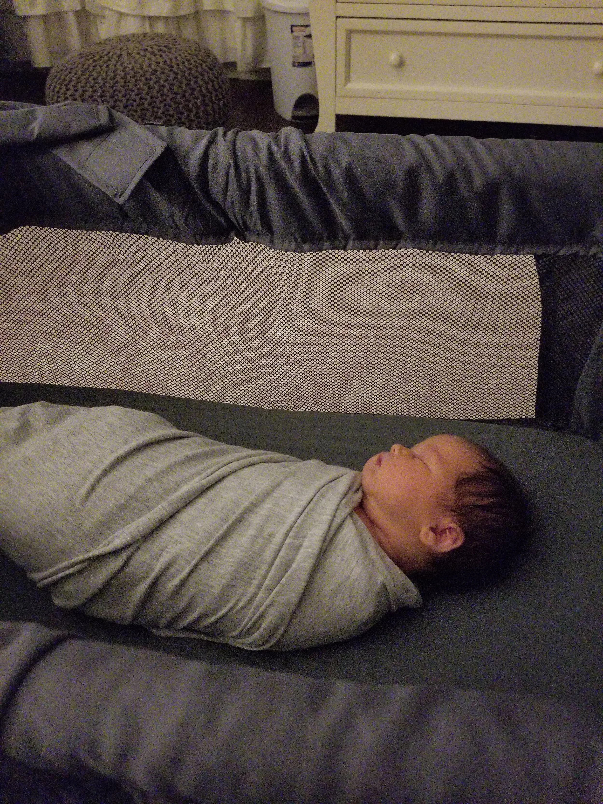 Our newborn baby would only sleep on us! Now sleeping soundly in the crib- life changing for all. 