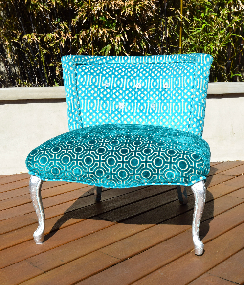 After the makeover now called our Aqua Velvet Chair