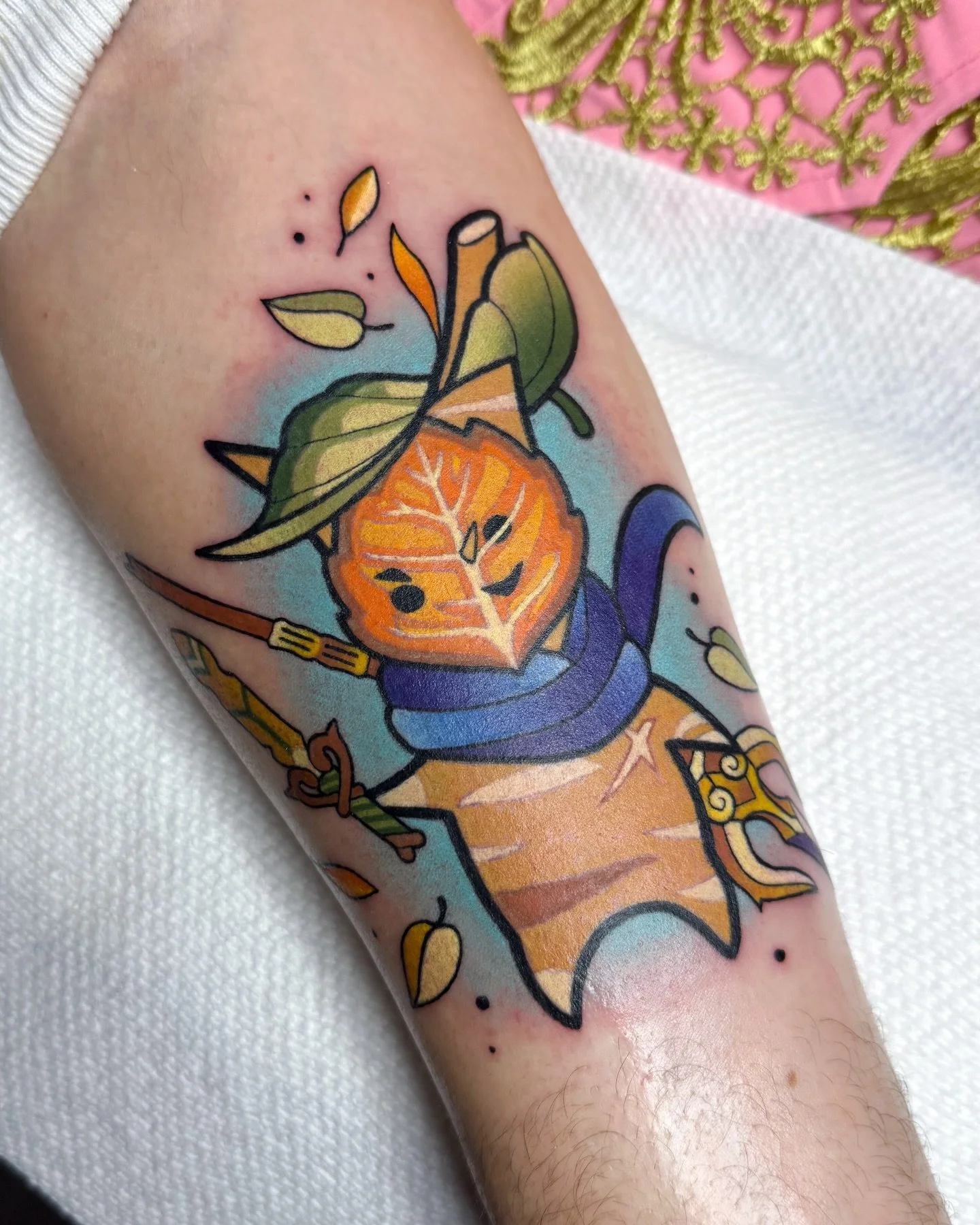 Calamo (a Korok from Zelda) for Sean! 🍃 Thanks Sean!! 🫶

#parlorsuites #ohiotattooartist #columbustattooartists #colortattoos #zeldatattoo