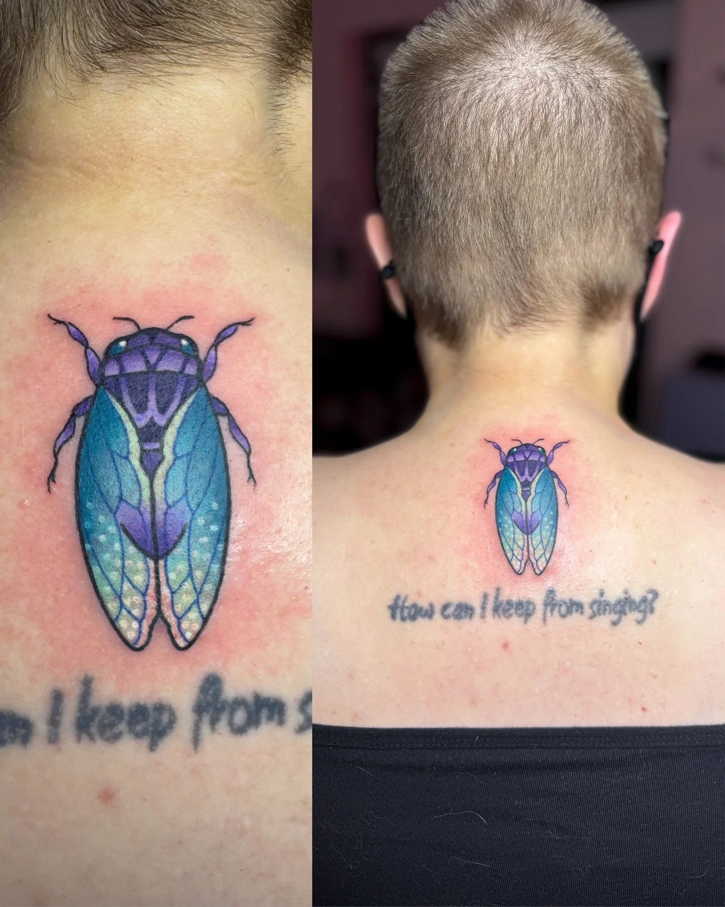 A couple recent little guys &ndash; cicada flash for Donita and custom crystal gap filler for Clark 🤏

#parlorsuites #ohiotattooartist #columbustattooartists #colortattoos #cutetattoos