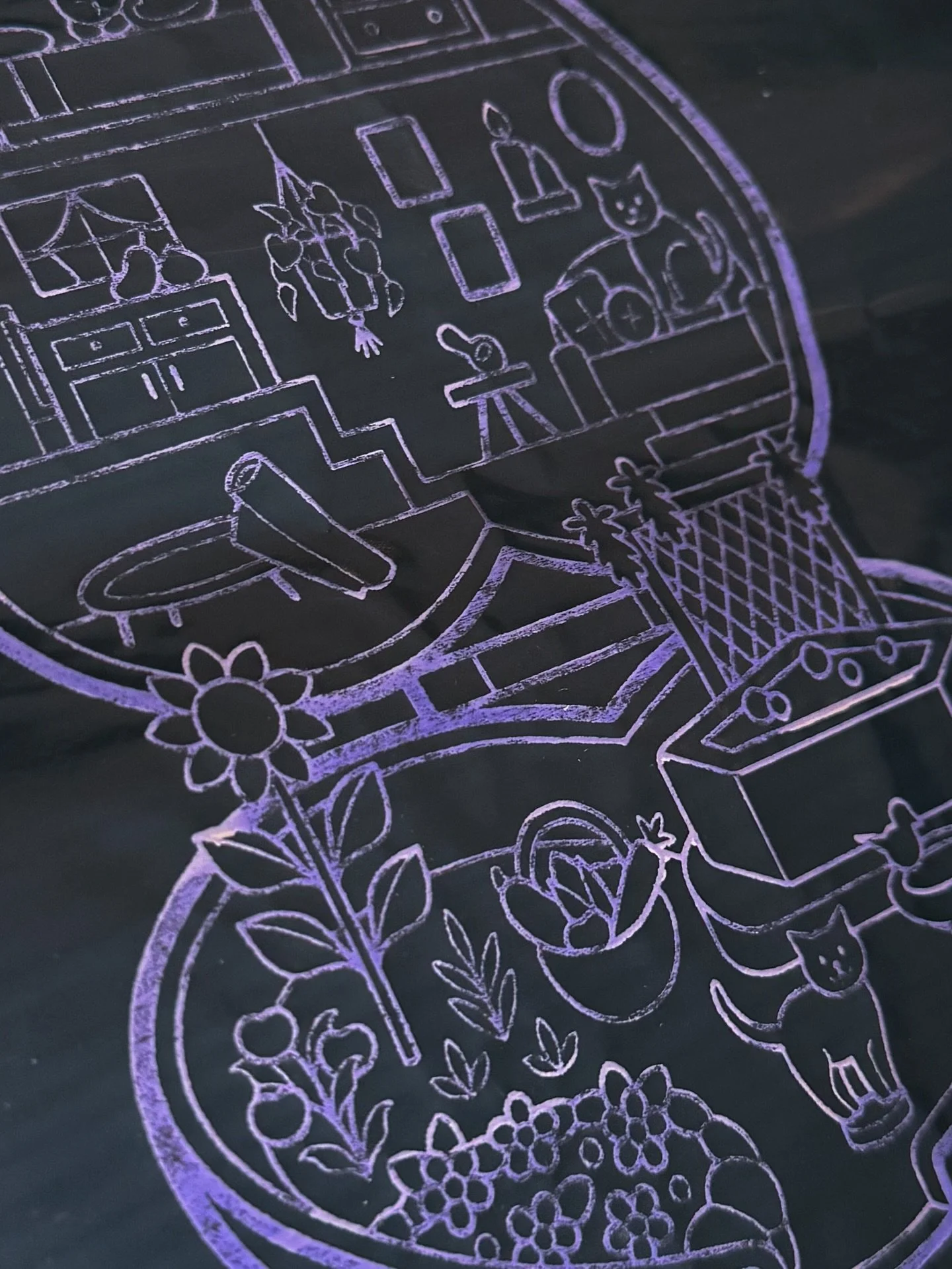 Started the outline on a personalized Polly Pocket for Heather 💜 She wanted one based on her house, complete with her cats, jacuzzi and garden + a wishlist of other details (and I think I managed to squeeze them all in!) 🔍Can&rsquo;t wait to add th