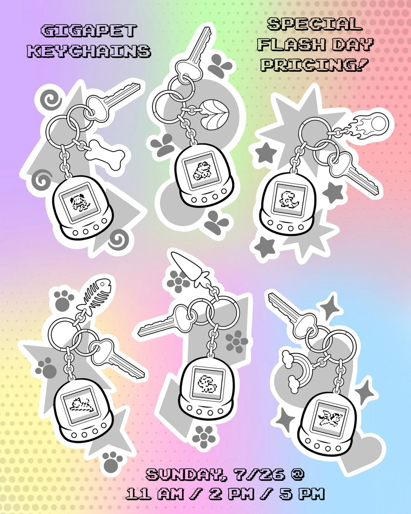 🐾 THIS SUNDAY 7/26 🐾 Parlor Suites will be hosting another flash event and animal rescue fundraiser! (Stay tuned for the official announcement with all the available designs!)

I have these Gigapet designs available (swipe thru post for details) an