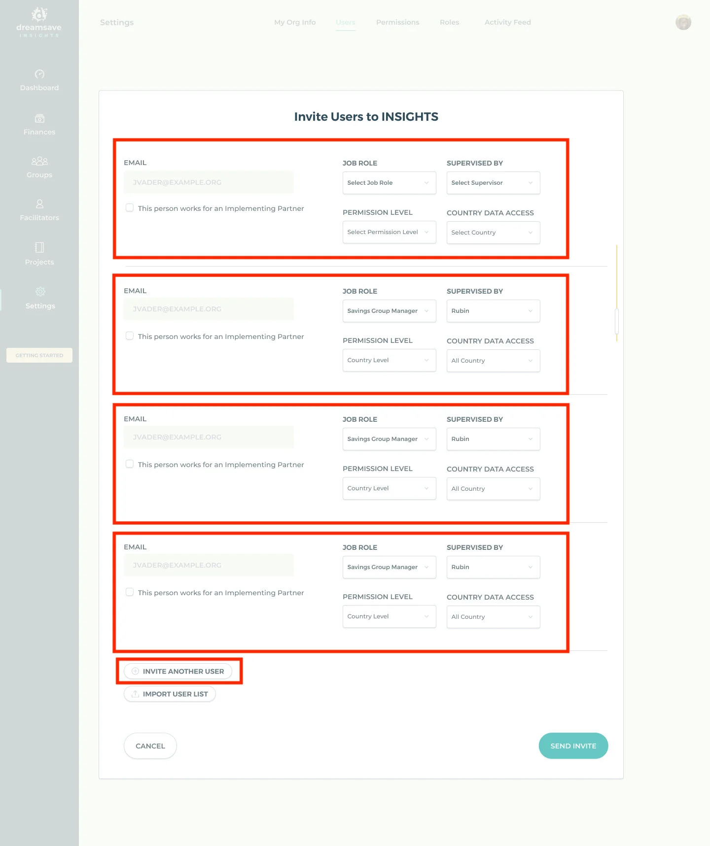 SOLUTION: Expanding forms helped alleviate the user burden of inviting ALL the employees in their org, which can often be overwhelming and time consuming.