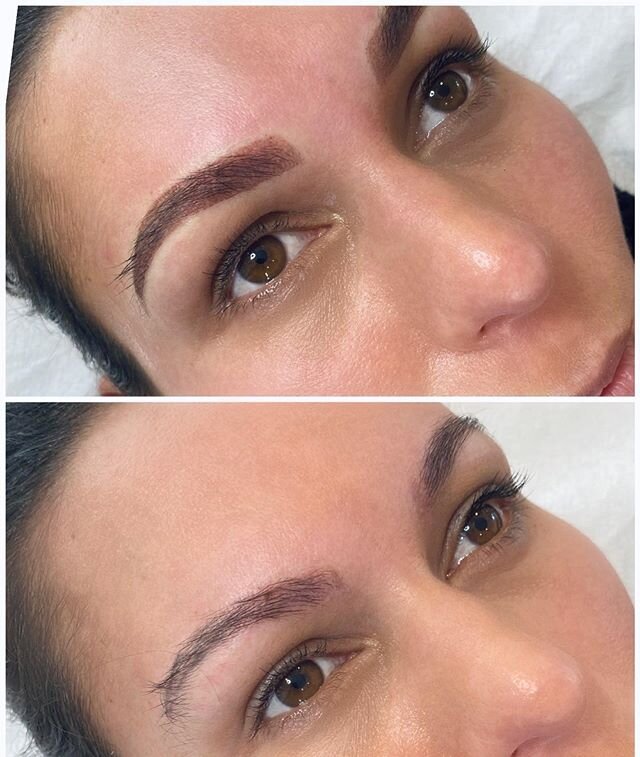 New Brows for this babe. We covered some old faded microblading. Updated the shape and gave her more definition. This colour will cool and soften by approximately 40%. I used @permablend_pigments in Dark Brown / Bold Brown #pmu #brows #browsonfleek #browsbrowsbrows