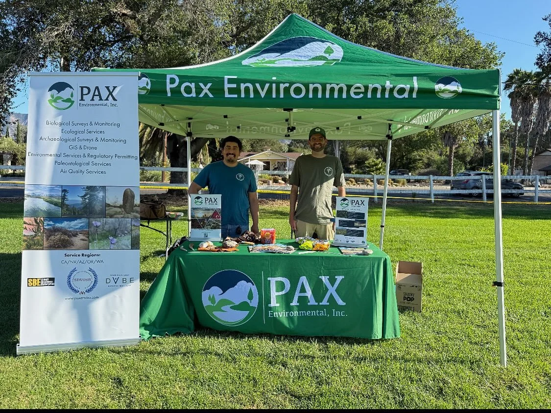 Pax archaeologist Jorge Peralta and biologist Thomas McNamara were on-site at the annual @ojaivalleylandconservancy Mountainfilm Fest this month to spread the word about Pax&rsquo;s work locally and throughout California, and to talk to passing folks