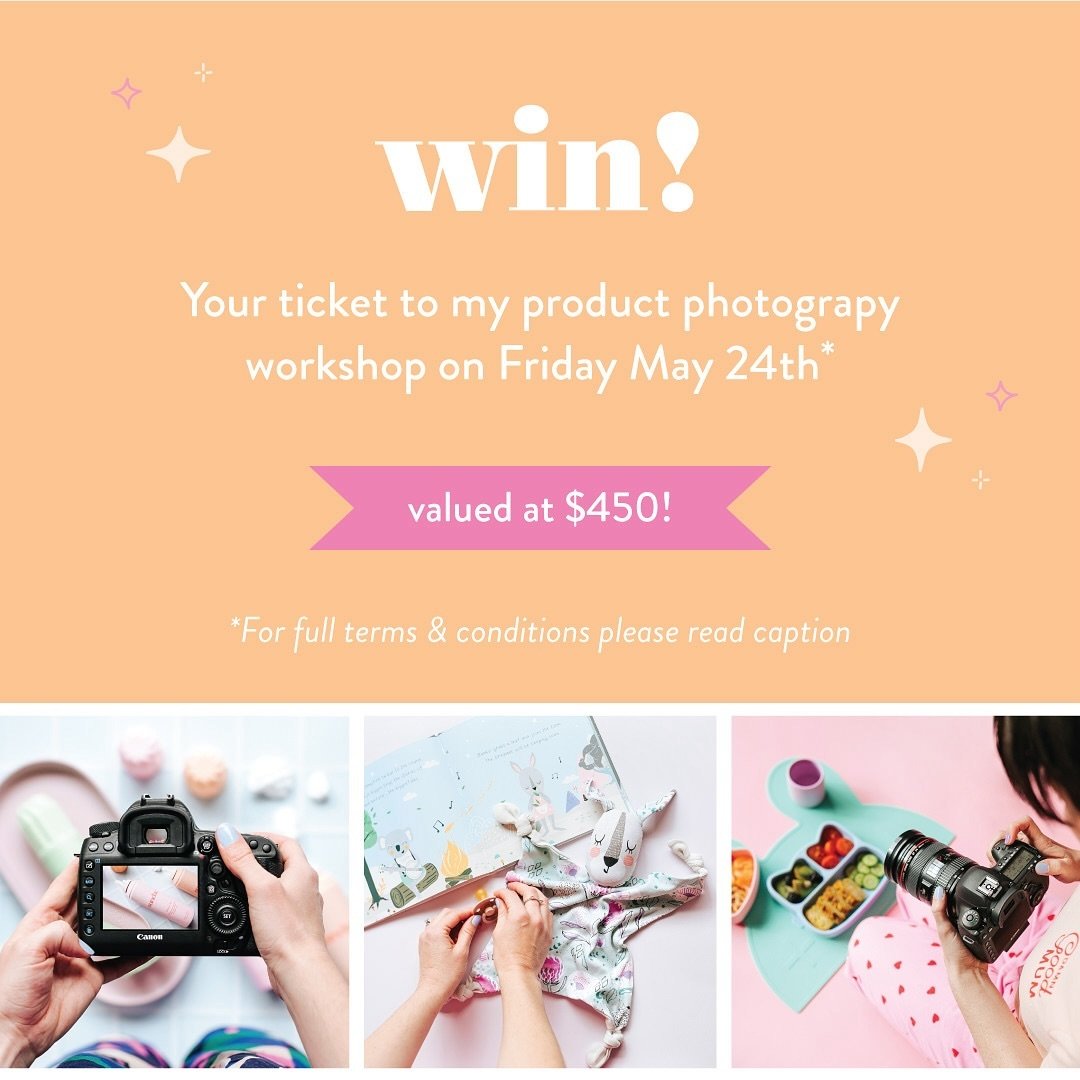 ✨WIN ✨ Your ticket to my product photography workshop on Friday May 24th!

Includes a full day of EPIC learning, unlimited use of my professional studio that&rsquo;s full to the brim with props, backdrops and gear. You&rsquo;ll also take home a fancy