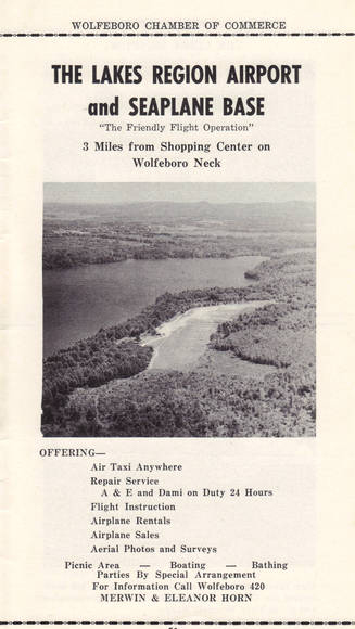 An old advertisement for the airport. (Courtesy Wolfeboro Historical Society)